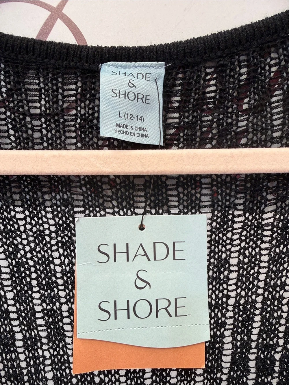 Shade & Shore Black Swim Cover Up Size Large Long Sleeve Beach Cover-Up